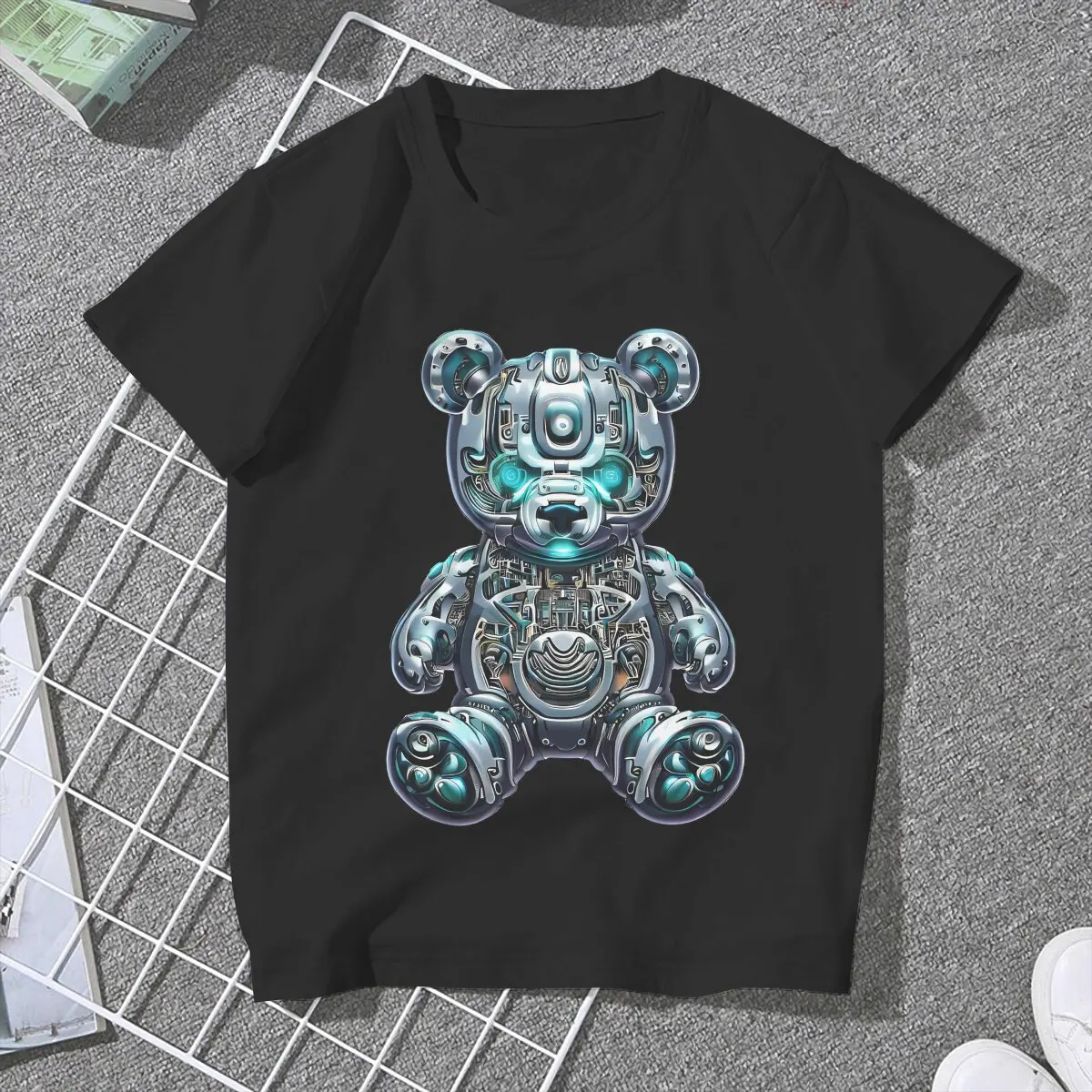 Humor TShirt For Girls Teddy Robot Y2k Tops Fashion Female Polyester T Shirt Soft Graphic