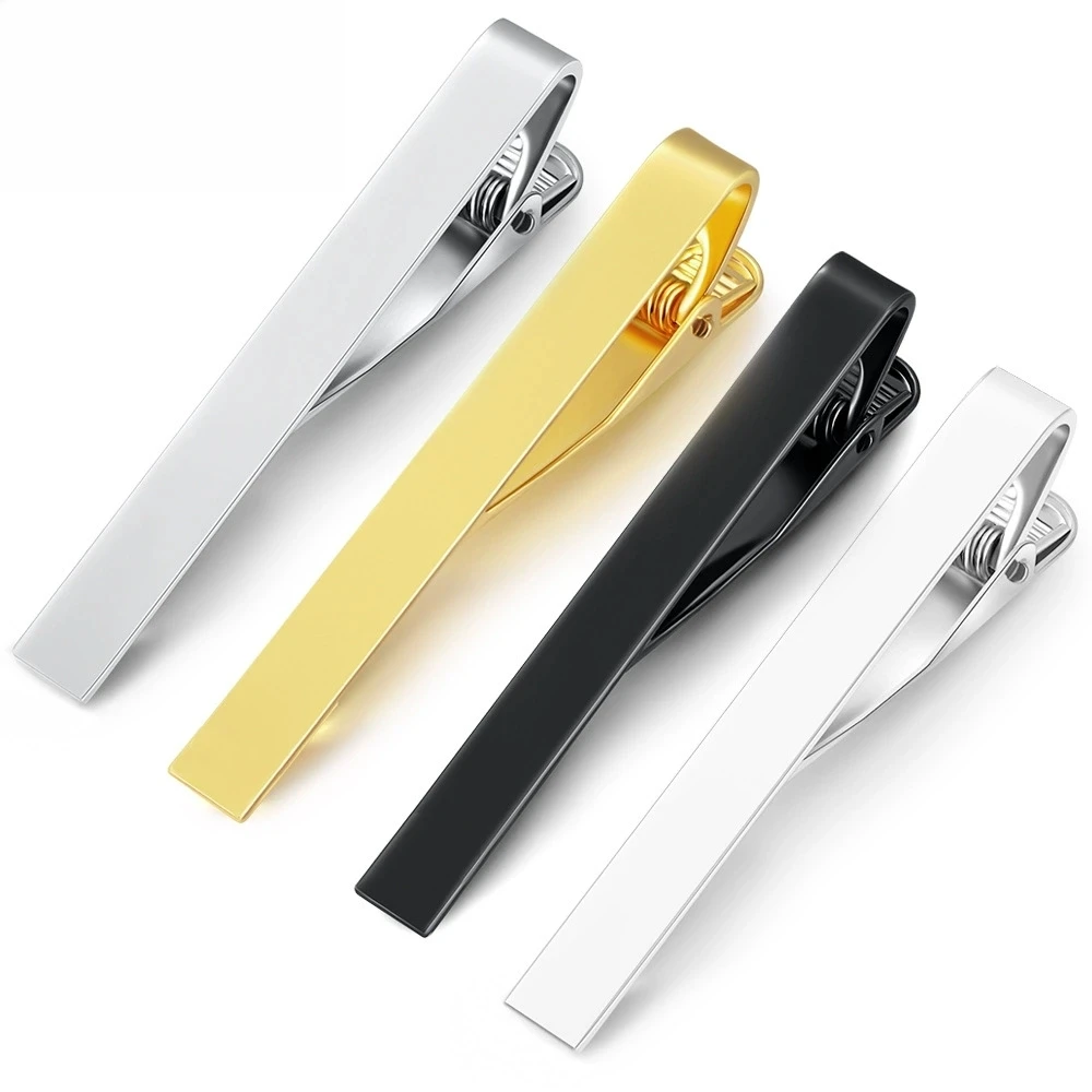 FGF Tie Clips for Men's Metal Necktie Bar Dress Shirts Tie Pin for Wedding Ceremony Metal Silver Color Tie Clip Man Accessories