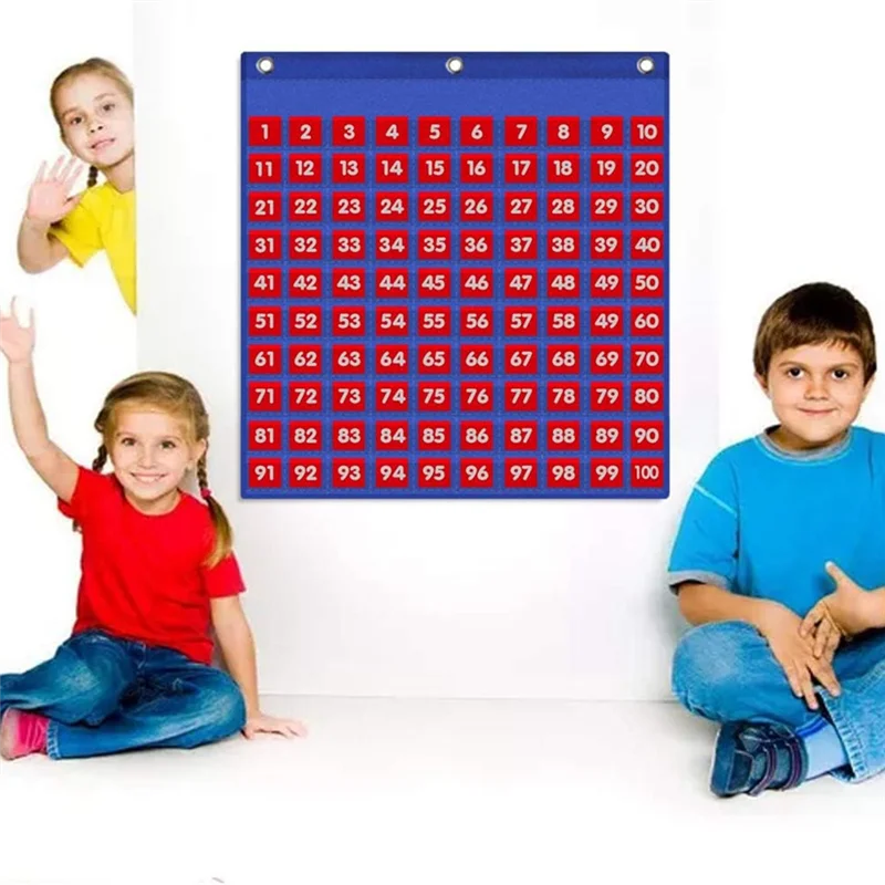 A13E-Pocket Chart For Use At Home& In A Classroom, Hundreds Pocket Chart,Number 1-100 Board For Teacher Lessons