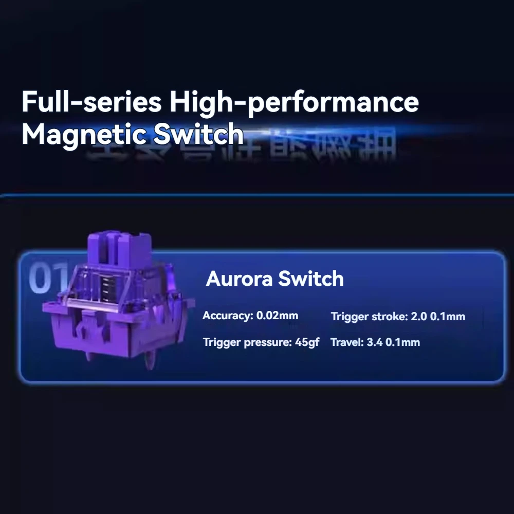 VTER Aurora Magnetic Switch 45g Light Pressure RT -0.02mm with Light Guide Custom Linear Shaft for Gaming Mechanical Keyboard