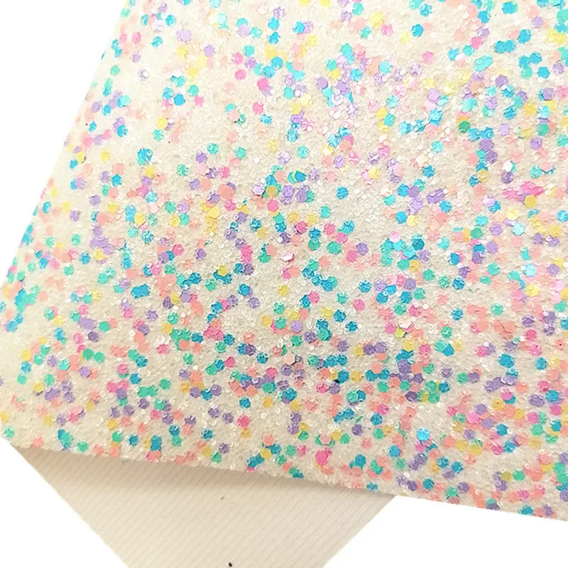 Mini Rolls 30x134cm Sheets Waterwave Pattern Glitter Leather Patent Faux Leather Rainbow Litchi Synthetic Leather For Bows Q1852