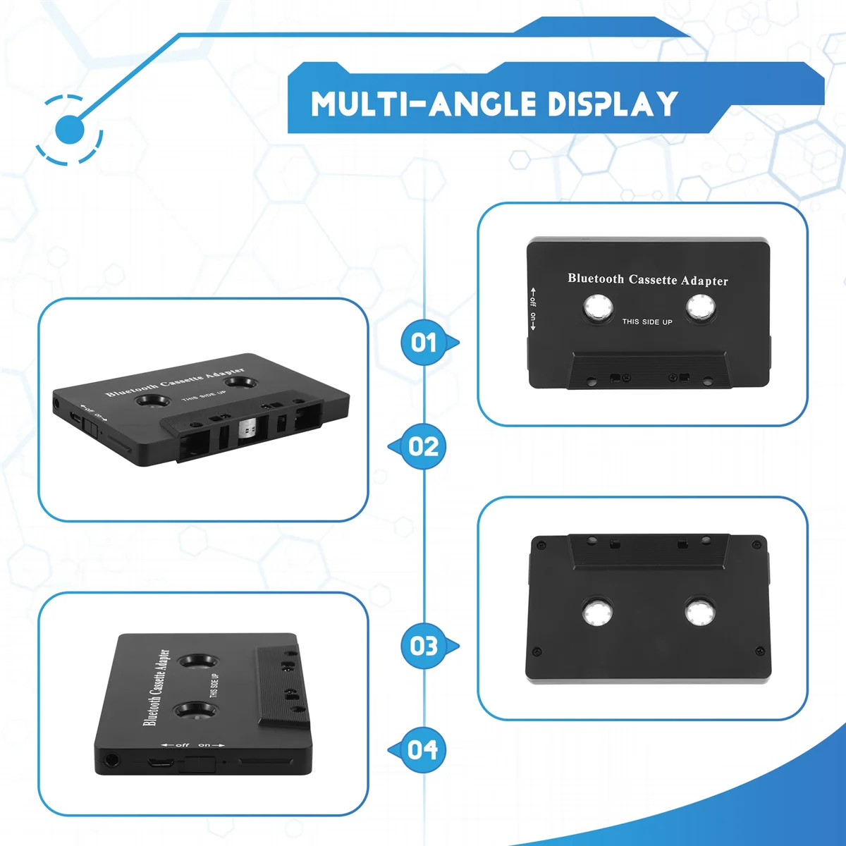 

A12R Универсальная кассета Bluetooth 5.0 Аудио Автомобильная лента Aux Стерео адаптер с микрофоном для телефона MP3 AUX Кабель CD-плеер