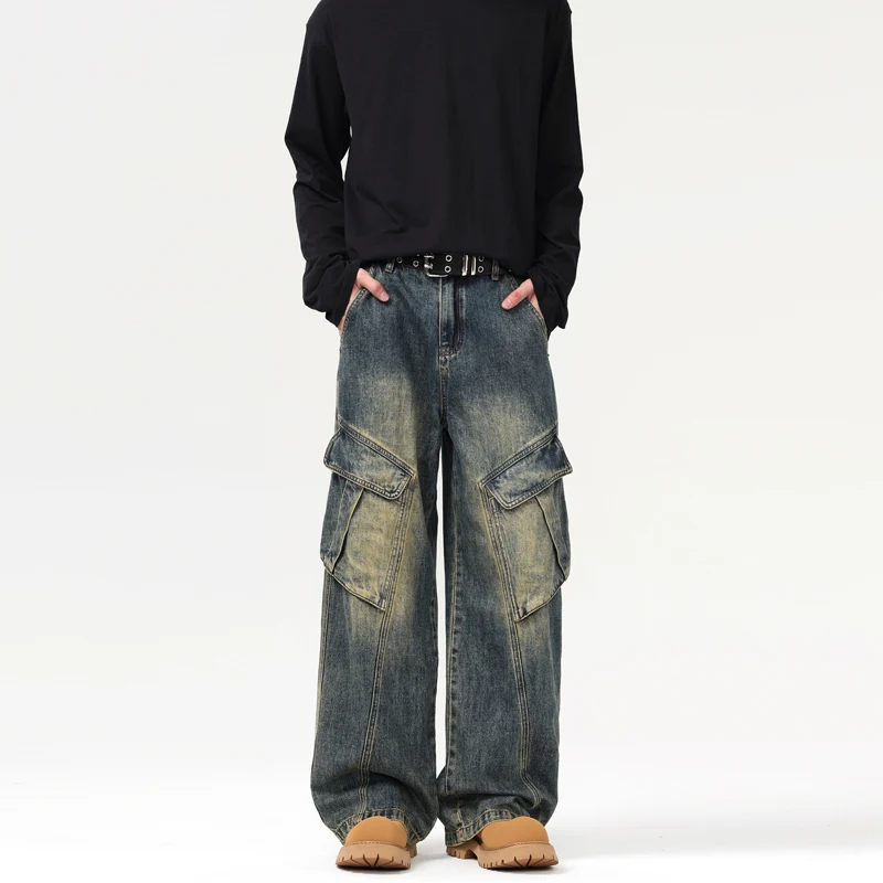 

Baggy Jeans Trousers Male Vintage Fashion Denim Pants Wide Legs Pants Men's Jeans Oversize Cargo Y2K Streetwear Hip Hop Harajuku