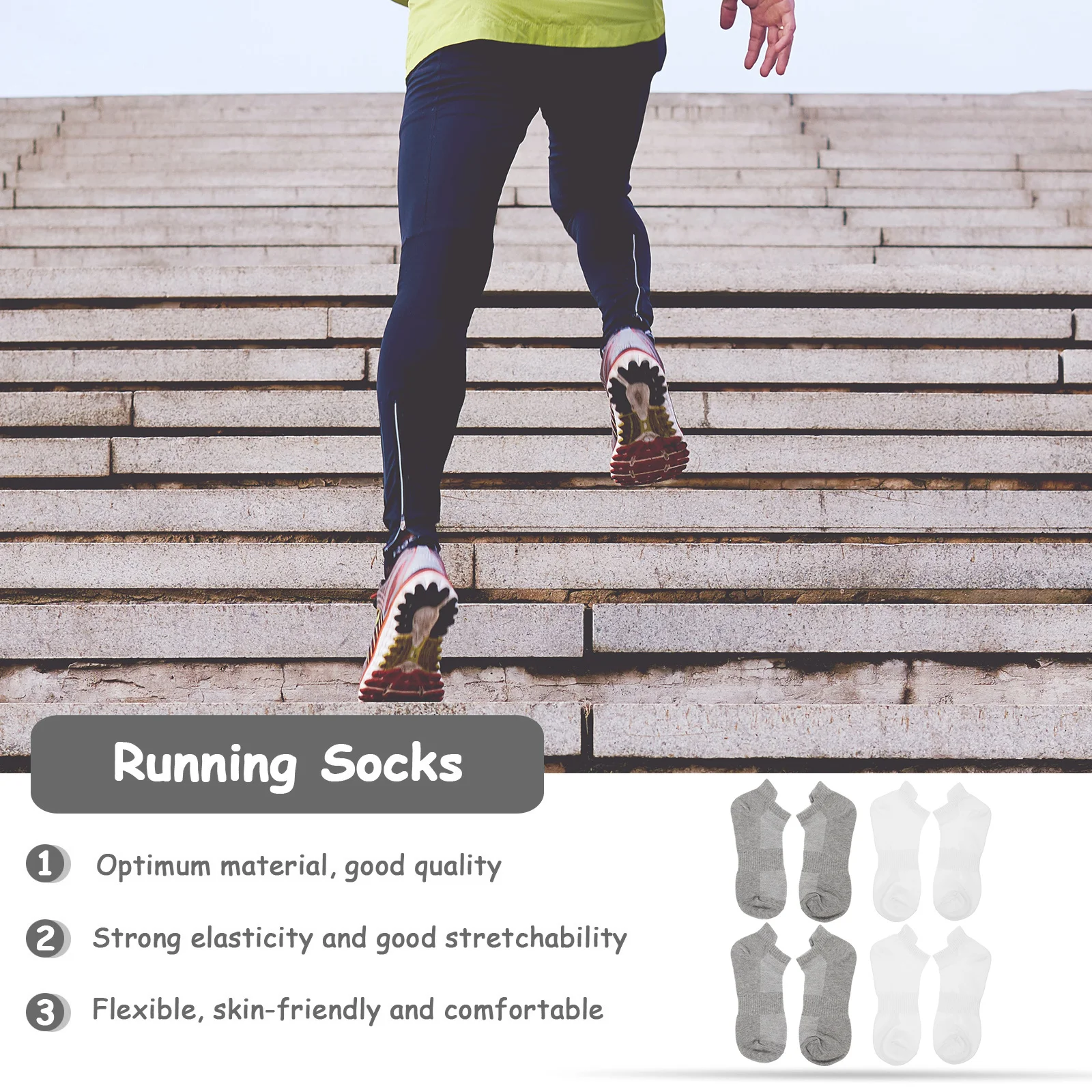 

4Pairs Combed Cotton Running Socks High Quality Comfortable Low Cut Liner Socks for Running Training Walking Basketball All