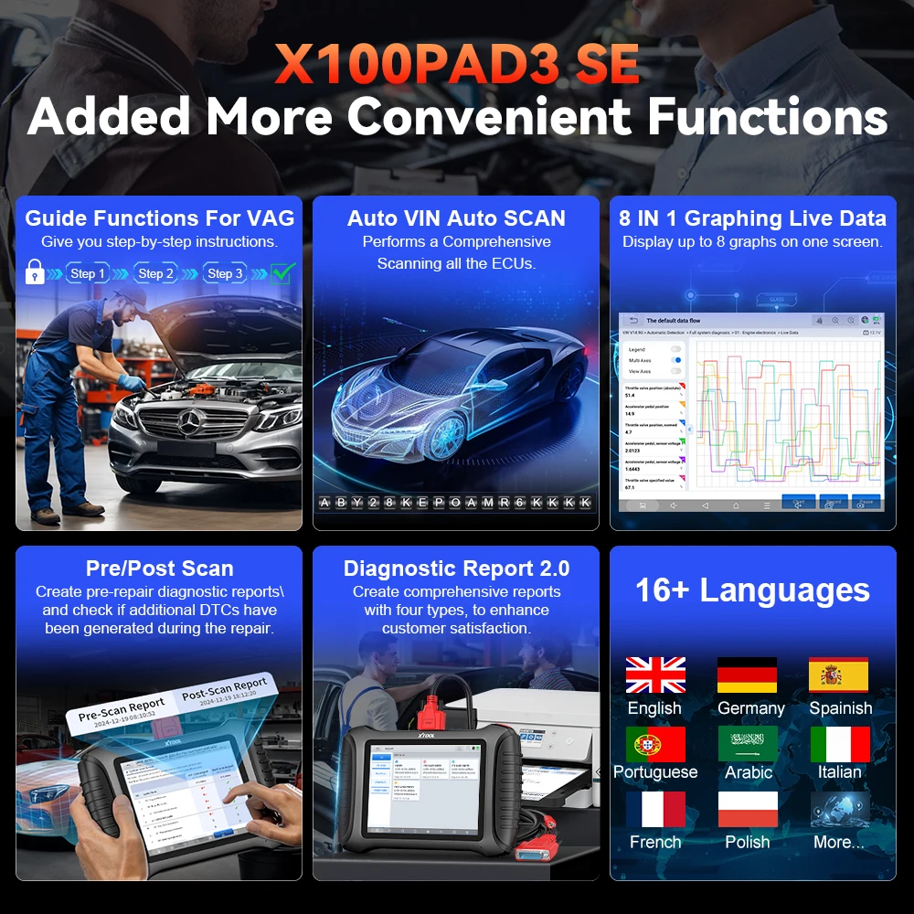 Picture 9: XTOOL X100PAD3 SE Professional Key Programming & Diagnostic Tools Built-in CANFD DOIP FCA 38+ Resets Programmer Key For Benz All Key Lost Add Key Automotive Bi-Directional Control Scanner 2 Year Free Update