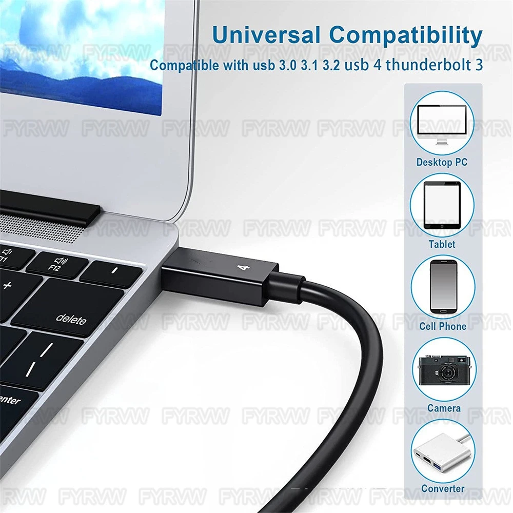 Thunderbolt 4 Cable USB C 40Gbps Thunderbolt4 Cable 8K@60Hz Video PD100W Quick Charger for MacBook Pro Samsung M1 Laptop Cable