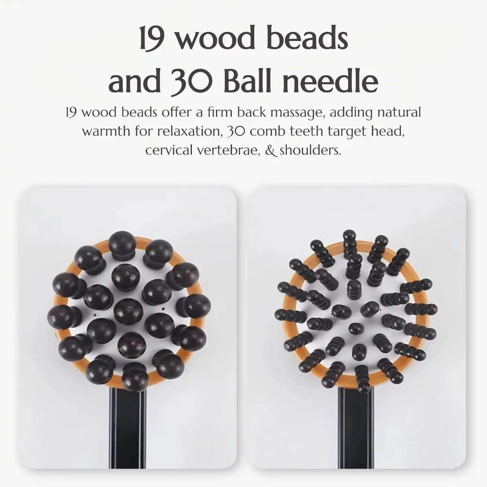 Afbeelding 3: Nieuwe Meridianen Massagehamer Relax Dubbele Kop Houten Massagestok Handheld Percussie Massager