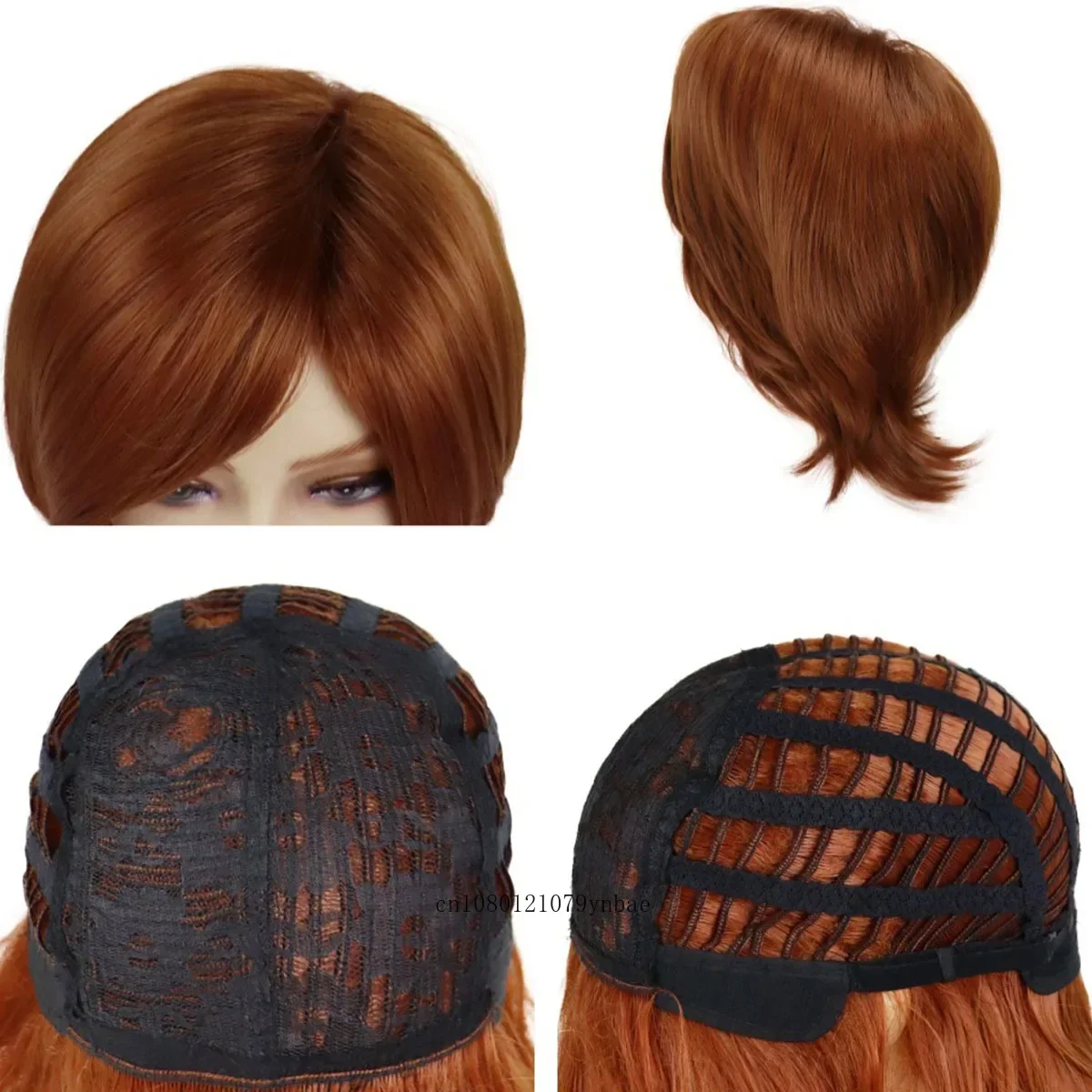 Red Brown Bob Wig Synthetic Short Natural Wavy Wigs for Women Fashion Lady Soft Wig Daily Cosplay Costume Party Heat Resistant image 4