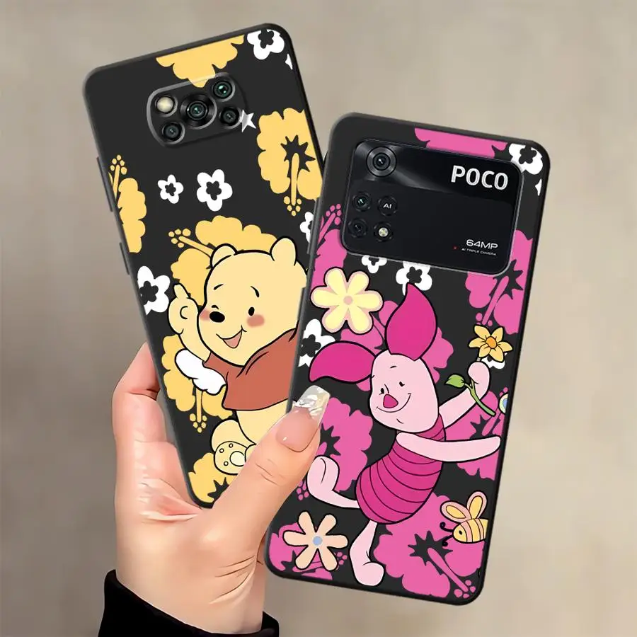 

Чехол для Xiaomi Poco C40 M3 M4 M7 Pro M5 C75 F3 F1 C61 C71 C50 X3 X4 X5 X7 Pro, черный мягкий чехол для телефона Disney Winnie The Pooh