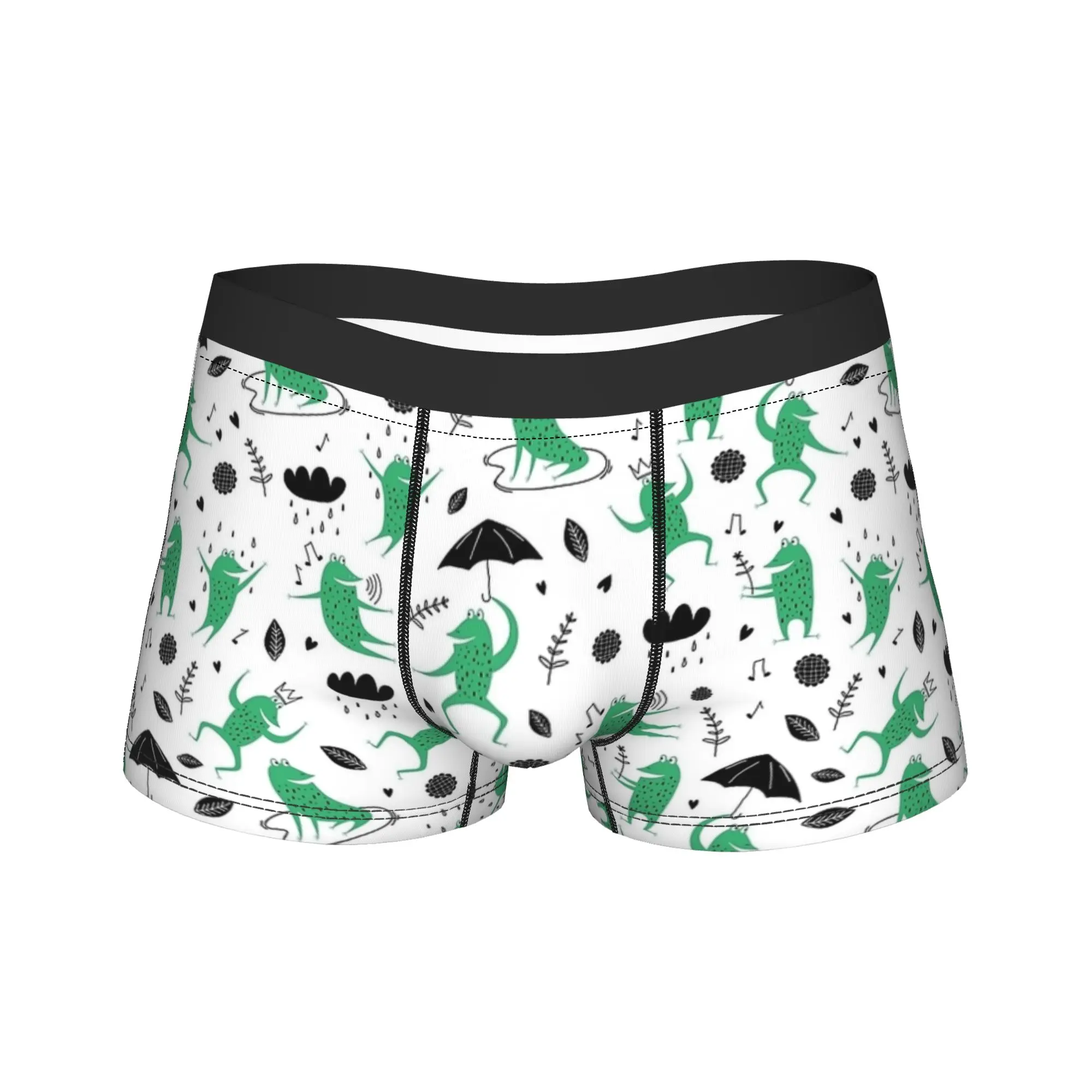 

Frogs and Rain Clouds Boxer Brief Underwear Quality Men's Elastic Trunk Custom DIY Large Size Panties