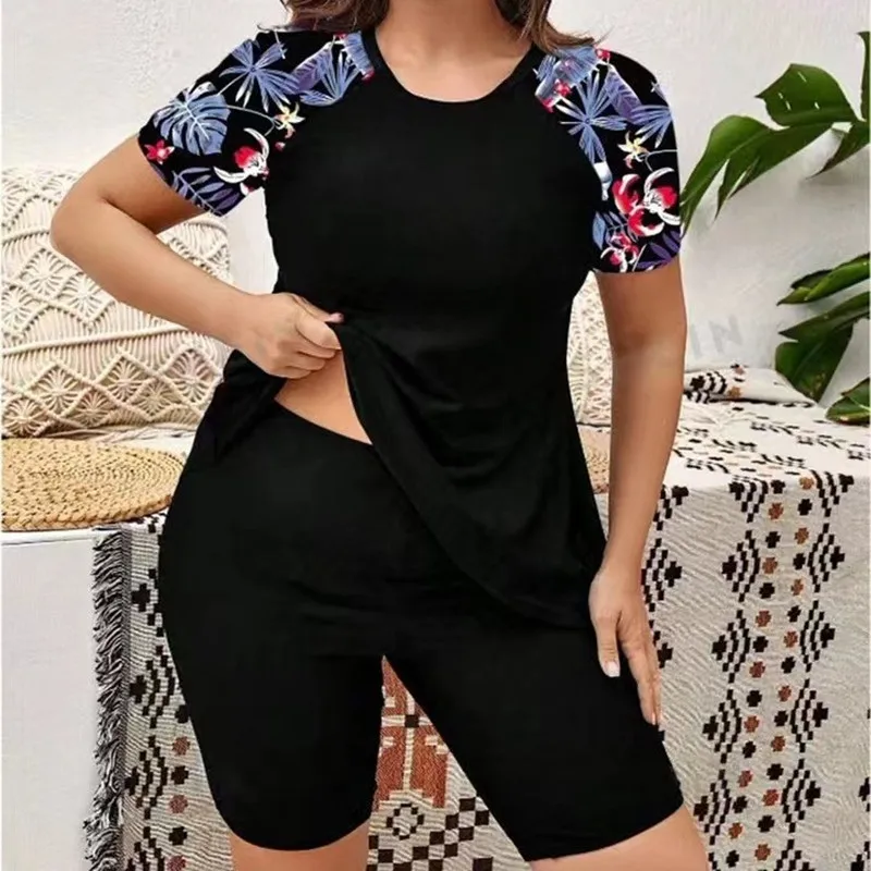 Plus Size Badeanzüge Frau zweiteilige Surf Bade bekleidung Sport Beach wear Badeanzug mit hoher Taille Pool Frauen Badeanzug