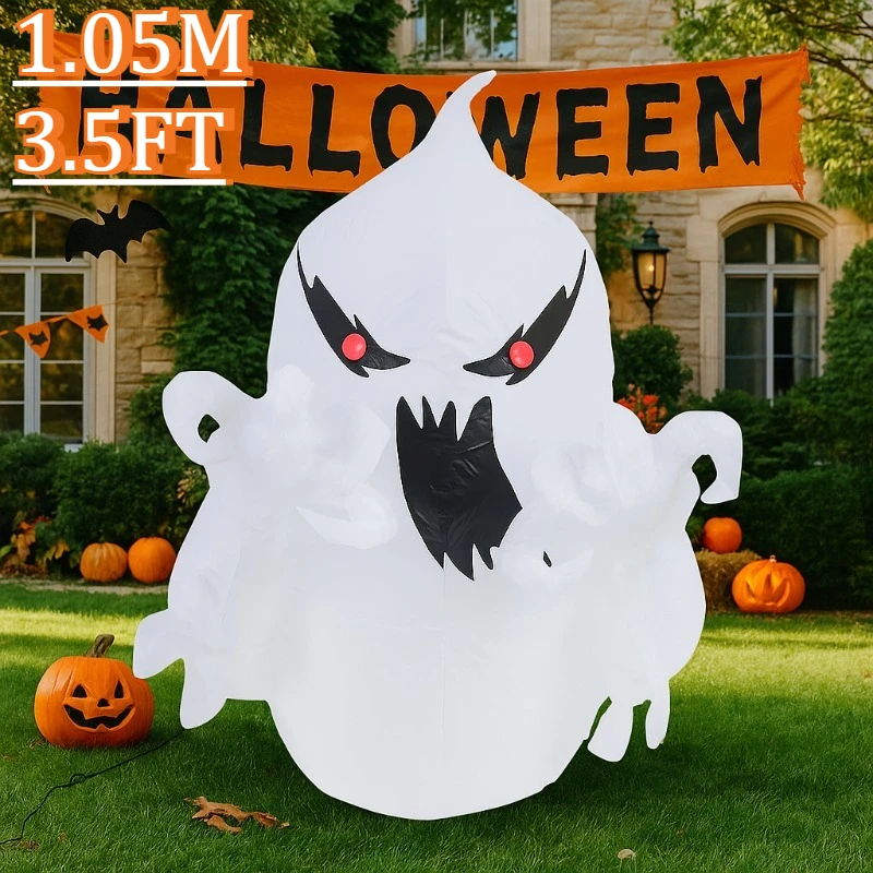 3.5FT Outdoor Inflatable Ghost Decor - Ideal for Halloween Horror Party, Indoor and Courtyard, Yard, Garden, Lawn Ornament