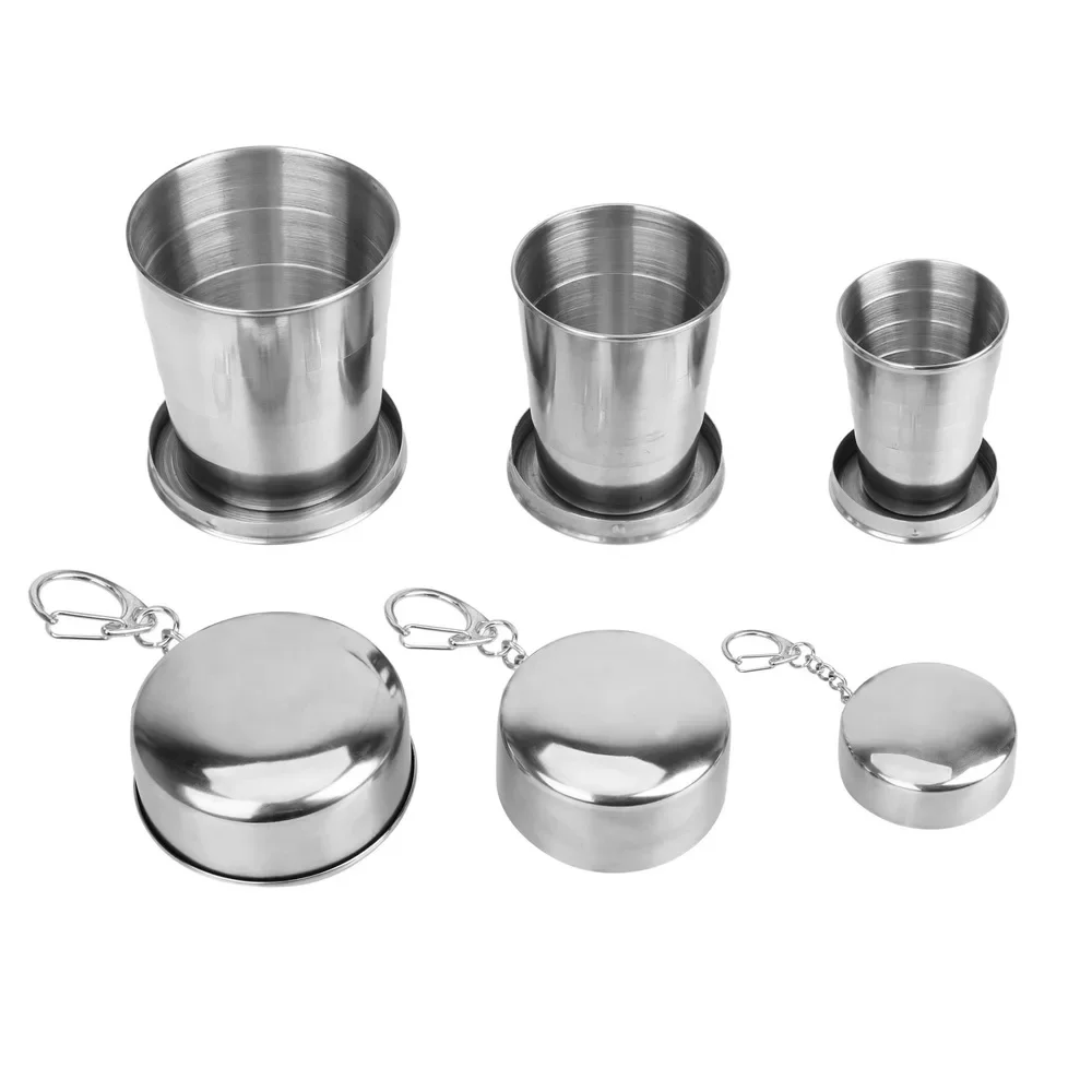 Stainless Steel Folding Cup Outdoor Telescopic Water Cup Travel Portable Creative Water Drink Cup Retractable Metal Wine Glass