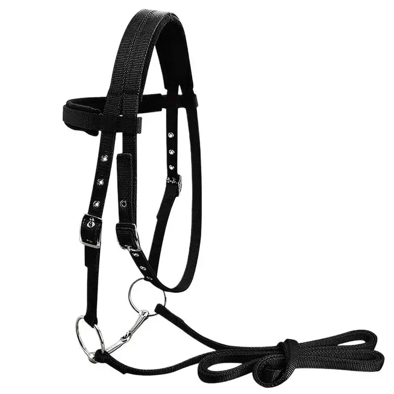 Halter de caballo con hebilla, pestillo de garganta para puente de caballo con 3 hebillas, cabestros de entrenamiento ecuestre chapados engrosados para ecuestre