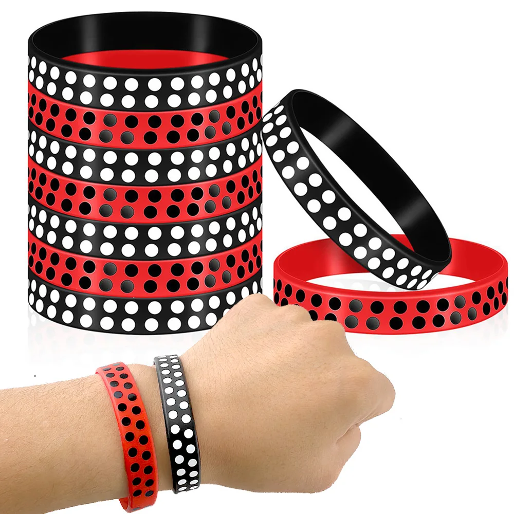 10/20/30pcs Ladybug Party Rubber Bracelets Silicone Red Black Polka Dot Wristbands Ladybug Themed  Birthday Party Favors Decors