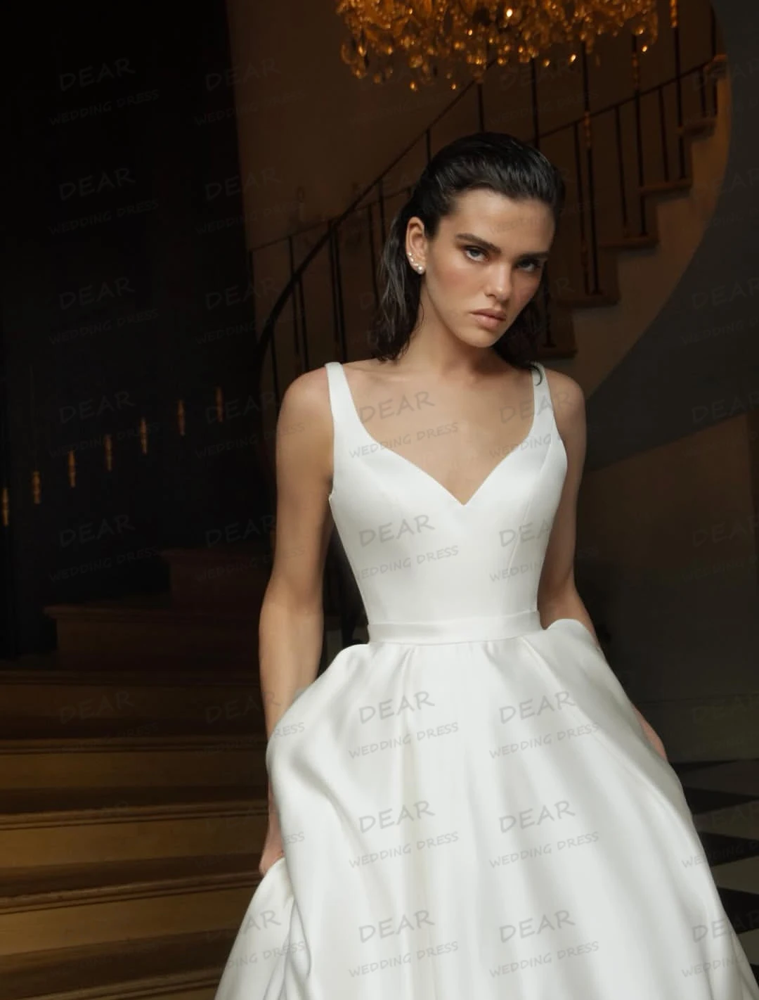 

Simple Sexy Wedding Dresses Sleeveless Women Backless Sweetherat A Line Bridal Gowns Satin свадебное платье Customized Vestidos