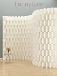 Pantalla plegable para oficina, pared de fondo plegable móvil, partición de exposición comercial, muebles de pantalla de papel de arte moderno