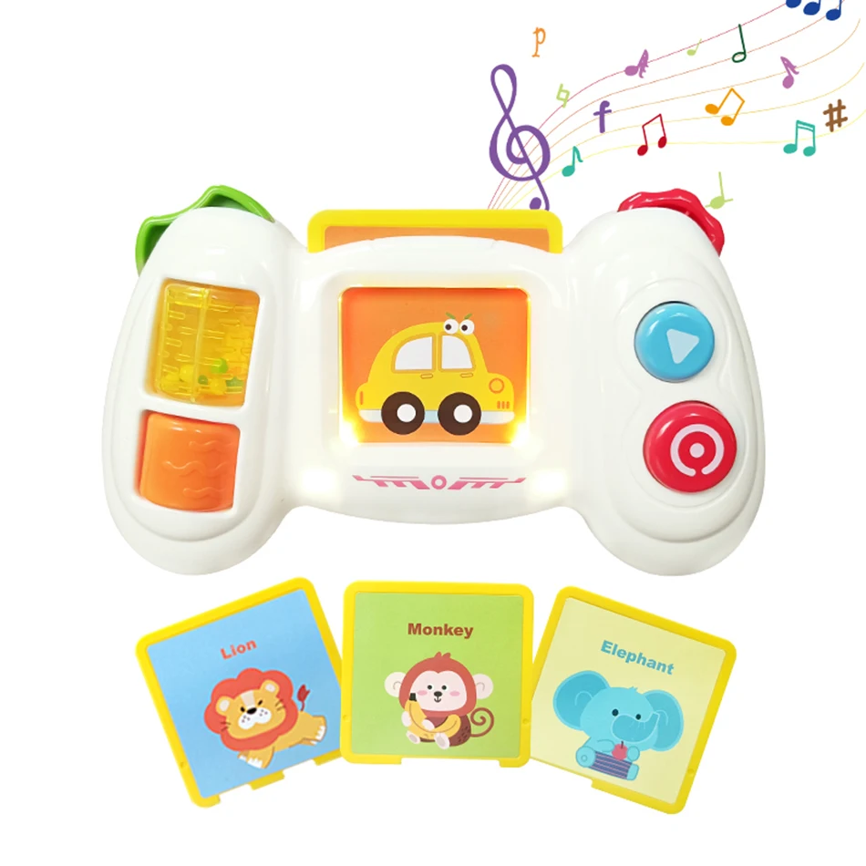 Baby Simulation Game Console Toy with Music&Light Finger Action Fine Training Flash Card Learning Toy Educational Montessori Toy