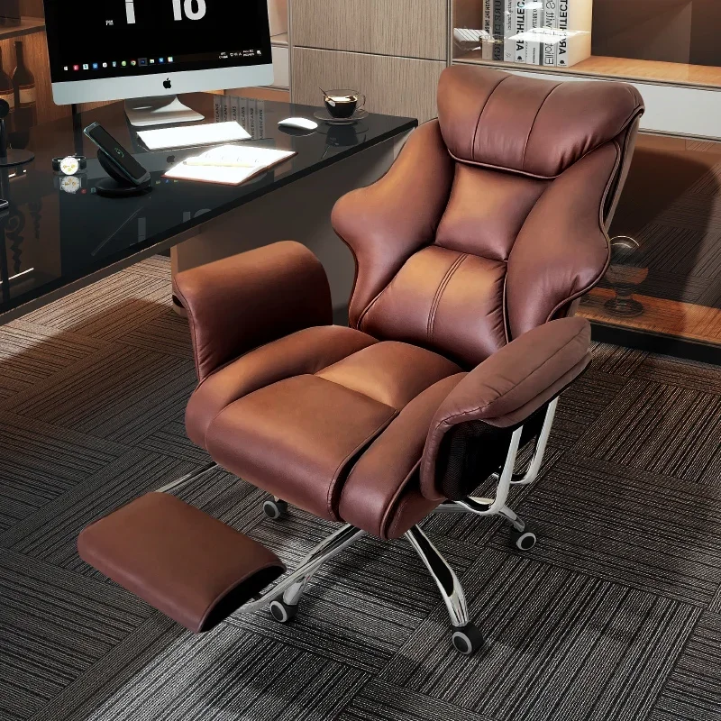 Elbow Pad Office Chair Luxury Footrest Design Luxury Leather Office Chair Swivel Recliner Sillas De Oficina Office Furnitures