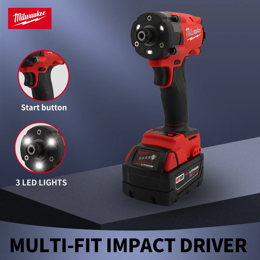 Milwaukee Driver Brushless Impact 300NM Motor Cordless Rechargeable 18V Lithium battery Impact Wrench Screwdriver Power Tool