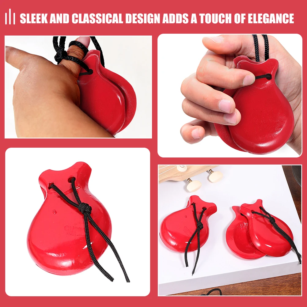 Castañuelas de madera, instrumentos de percusión pequeños, juguetes de ritmo Musical español, dedo para niños