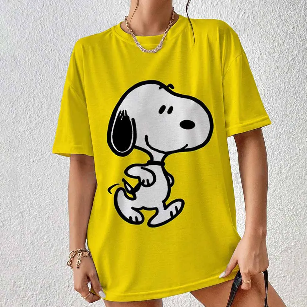 Large Snoopy Elegant Casual Women's T-shirt Fashion Loose Women's T-shirt Temperament Long Sleeve T-shirt Holiday and Weekend