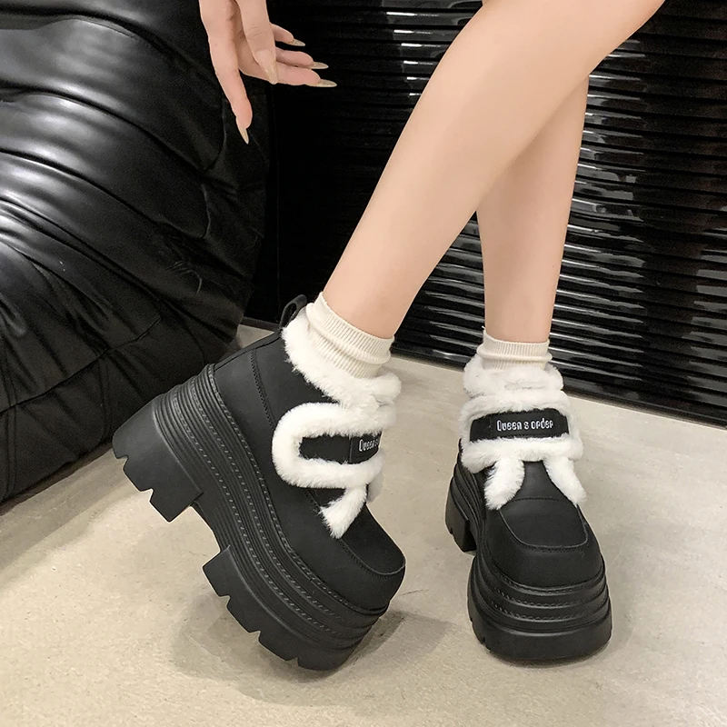 10CM High Womens Platform Snow Boots Winter Fashion Warm Women Thick Sole High-top Boots Fashion Plush Chunky Cotton Boots Botas