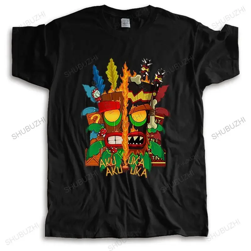 Man summer crew neck t-shirt loose style black t shirts Crash Bandicoot Aku Uka unisex brand teeshirt casual tee tops