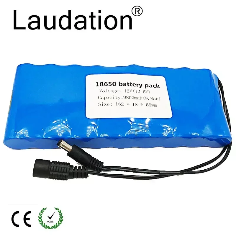 12V Battery Pack 18650 6AH Portable Rechargeable Batteres DC 11.1V 12V 12.6V 6000mAh 18650 Li-Ion Battery CCTV Camera Monitor