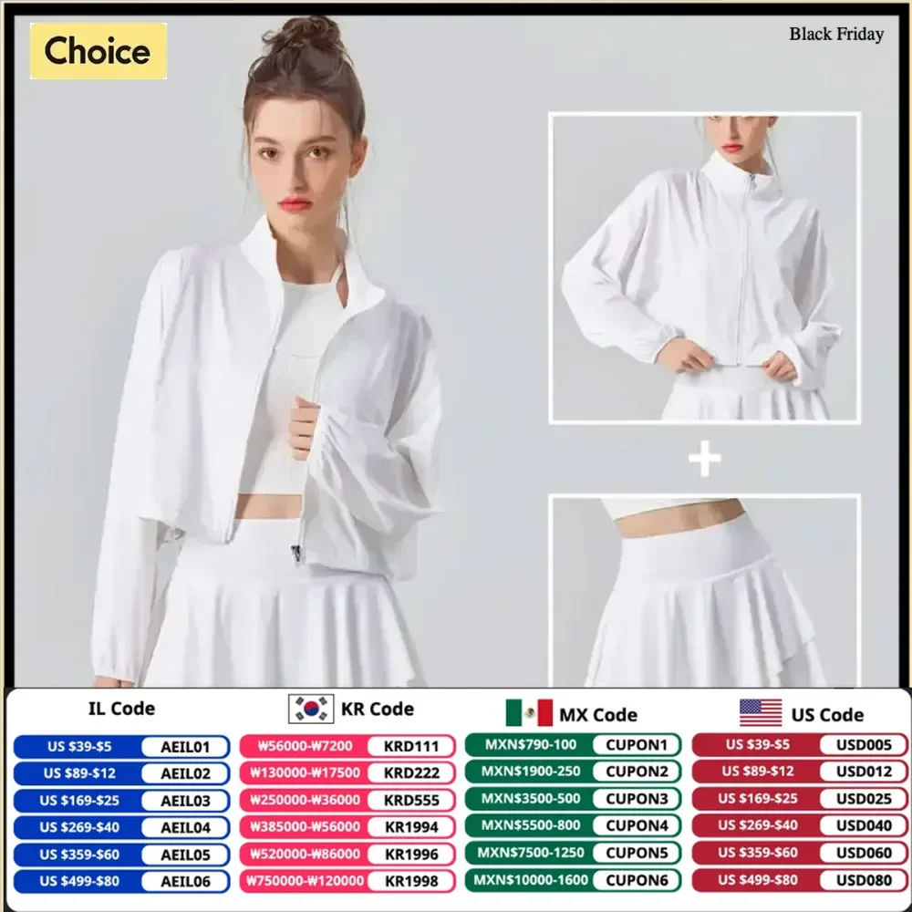 Sun Protection Women's Tennis Golf Sports Set Outdoor Workout Long Sleeve Jacket and Pleated Skirt 2 Piece Set