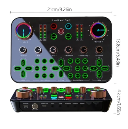 Kartu Suara Mikrofon 48V Profesional DJ16 Mixer Audio Siaran Langsung untuk Peralatan Bernyanyi Karaoke Ponsel K600