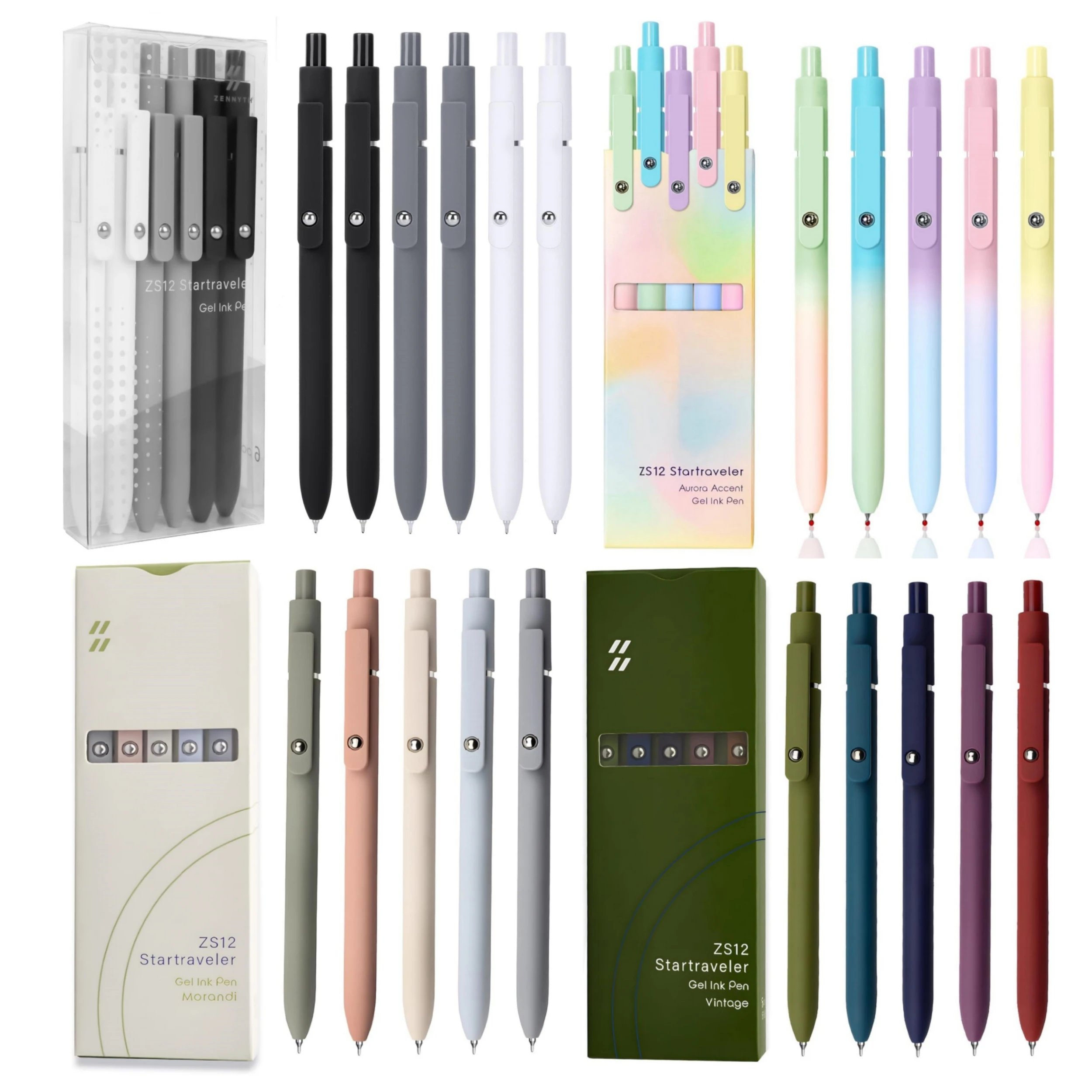 

21 Pcs Retractable Gel Pen Set, 0.5mm Fine-Tip Black Pens, Including 4 Types of Gel Pen Sets, Best Choice for Gifts