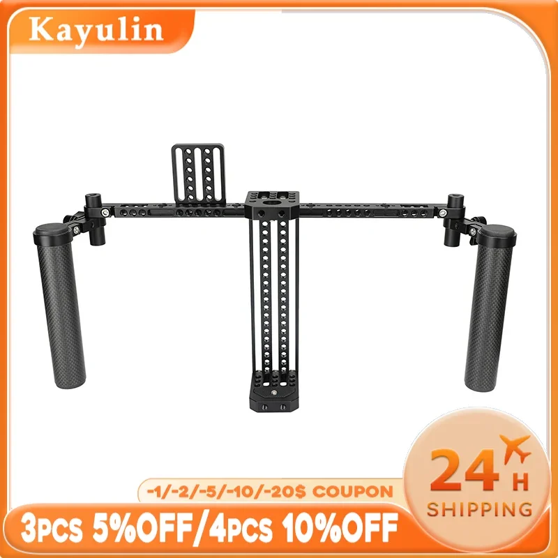 

Kayulin 7" Monitor Cage Rig Adjustable Bracket With Dual Carbon Fiber Handgrip & Back Plate Mount For SmallHD 700 Series