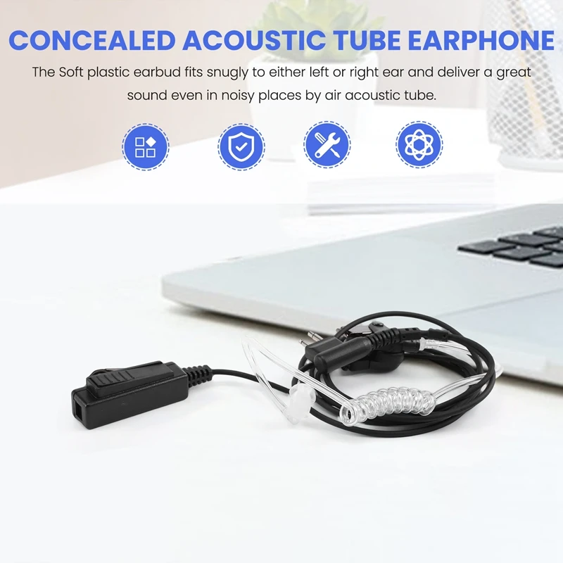 Covert Acoustic Tube Security Bodyguard Earpiece Headset PTT Mic Compatible For Motorola CP040 DP1400 GP68 GP88