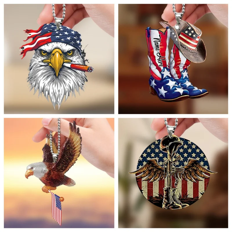 American Condor Flag Independence Day Festival Car Interior Acrylic Pendant Decoration Car Key Chain Pendant Arcane Ilaveros