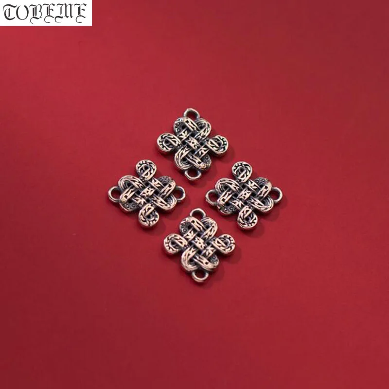 

Real 100% 925 Silver Chinese Lucky Knot Beads Endless Knot Loose Beads DIY Jewelry Findings