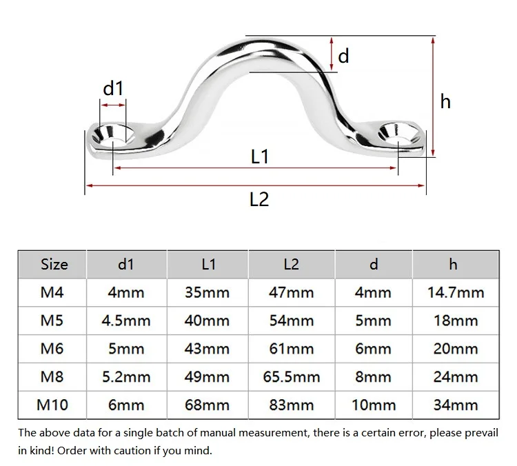 M4 M5 M6 M8 M10 304 / 316 Stainless Steel Handle Wire Eye Strap Boat Marine Tie Down Fender Hook Canopy Engines Accessories