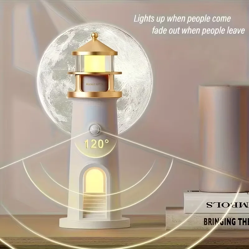 Moon Lamp Projection Lighthouse Lamps Night Light Remote Control Ambient Projector Lights for Room Decor Xmas Birthday Kids Gift