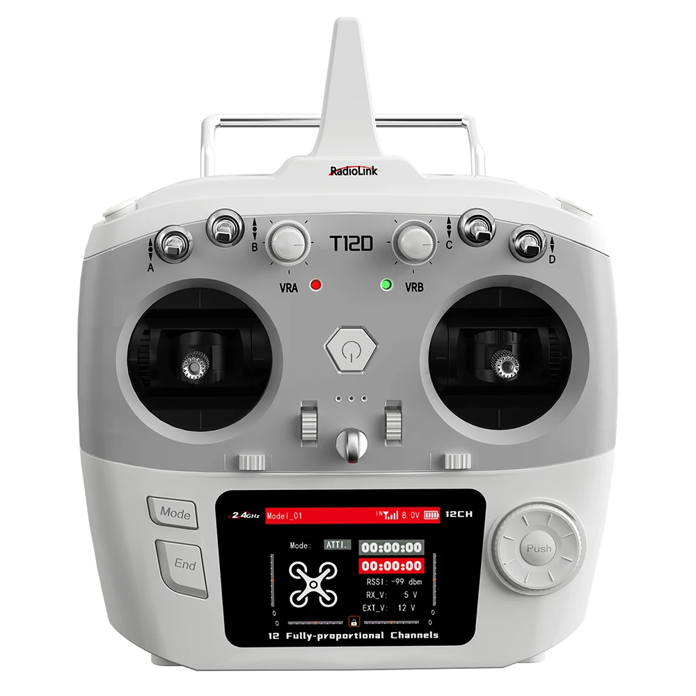 RadioLink T12D 12-Kanal RC-Sender 2,4GHz 2,8 Zoll 4000M Reichweite mit R12F Empfänger für FPV-Drohne Flugzeug Auto Boot Roboter
