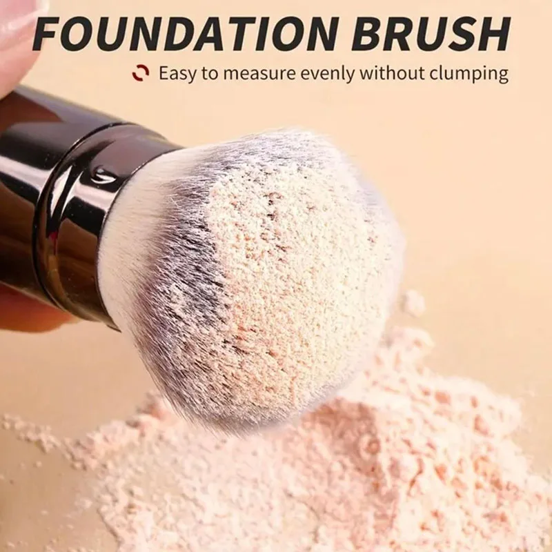 Multifunctional Face Makeup Brushes Retractable Kabuki Brushes Travel Powder Foundation Blush Makeup Brush for Blending Liquid