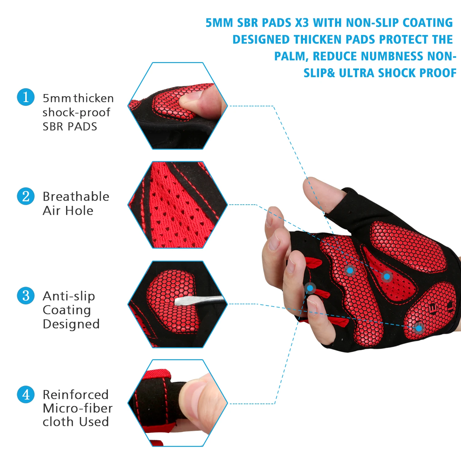 Guantes de Ciclismo de medio dedo para hombre y mujer, manoplas transpirables antideslizantes con almohadilla de Gel para bicicleta de carretera,