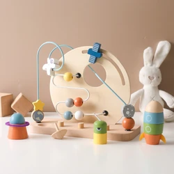 Giocattoli Montessori giocattoli per bambini in legno a tema aviazione con perline giocattoli per bambini apprendimento precoce impugnatura per le dita giocattoli educativi per Puzzle regali