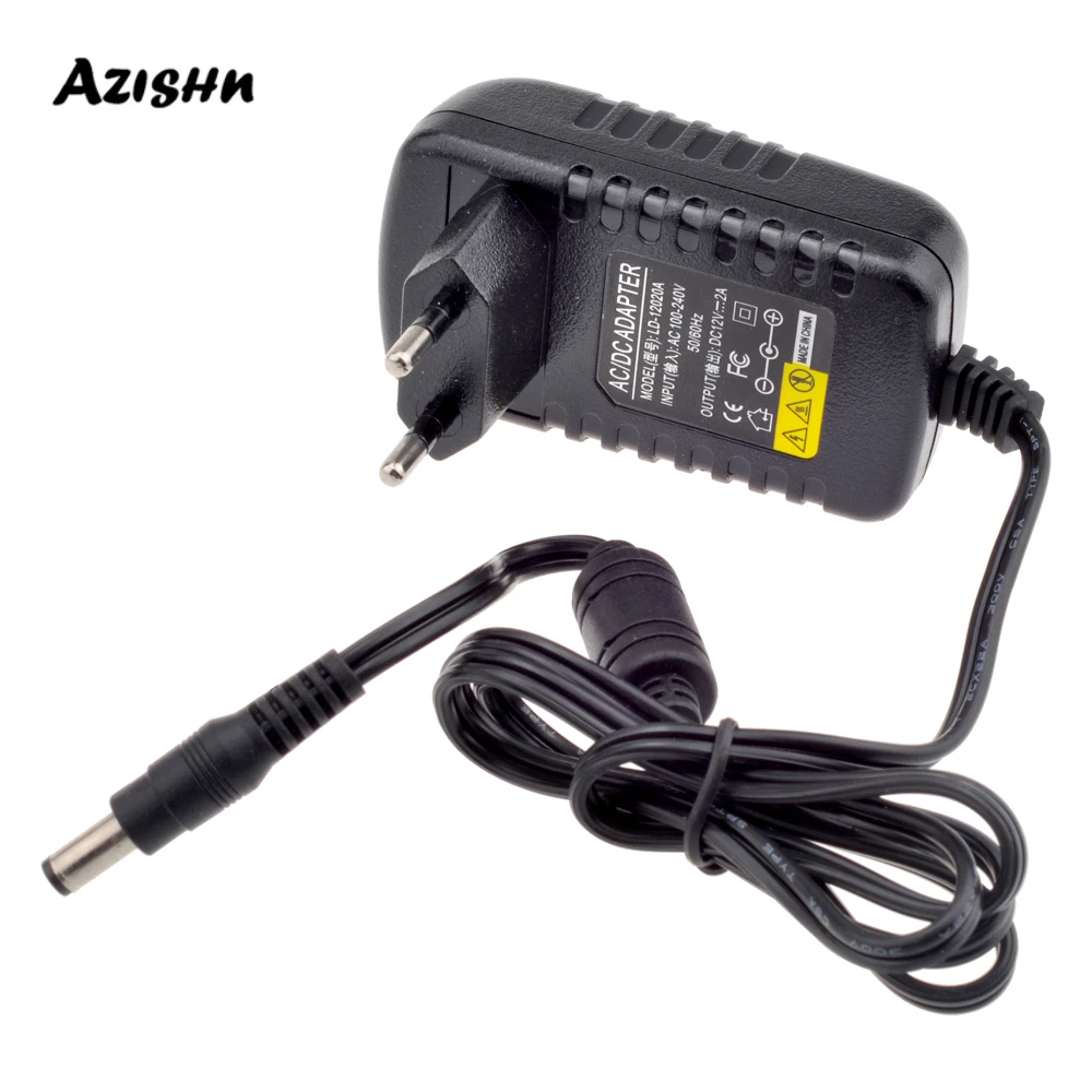 

AZISHN 12V DC 2A 24W Output 2000mA Power Supply 5.5mm x 2.1mm adaptor AC Input 100V-240V EU UK AU US Plug For CCTV IP Camera