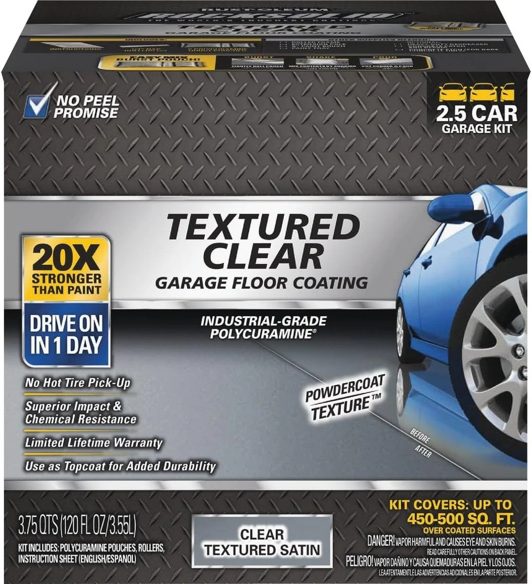 317382   Rivestimento per pavimento garage, kit per auto 2.5, trasparente strutturato