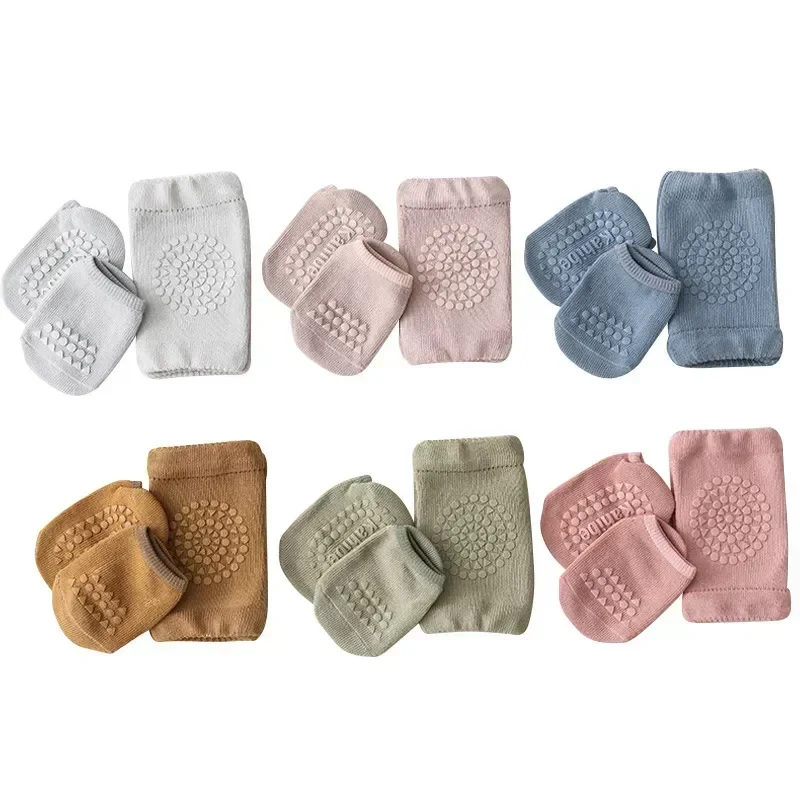 Baby Knee Pads Socks Set Solid Color Anti Slip Socks Kneepad Kid Crawling Safety Floor Socks Knee Protector for Girls Boys