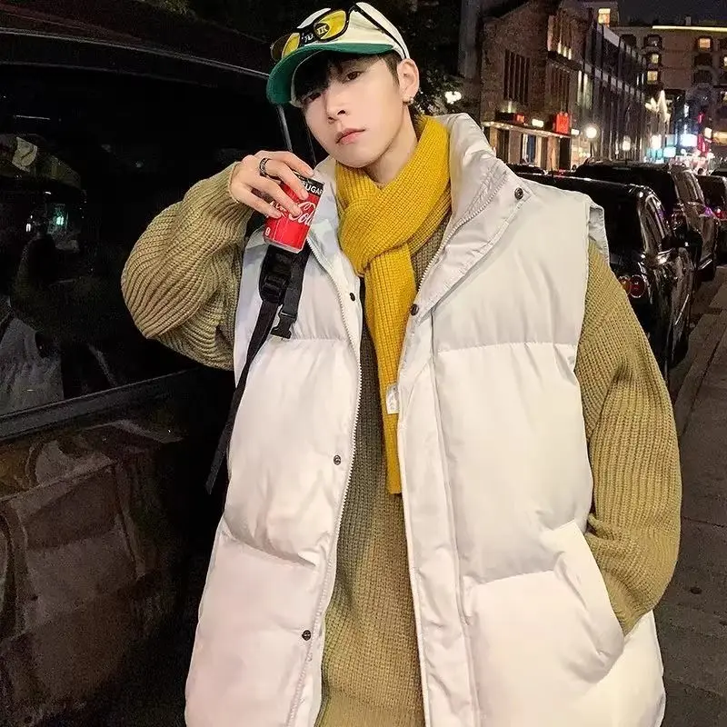 

Winter Thiened Hand-Filled Cotton Stand Collar Loose Vest ex Bread Clothes oulder Pad Polyester Stand Fit Outerwear