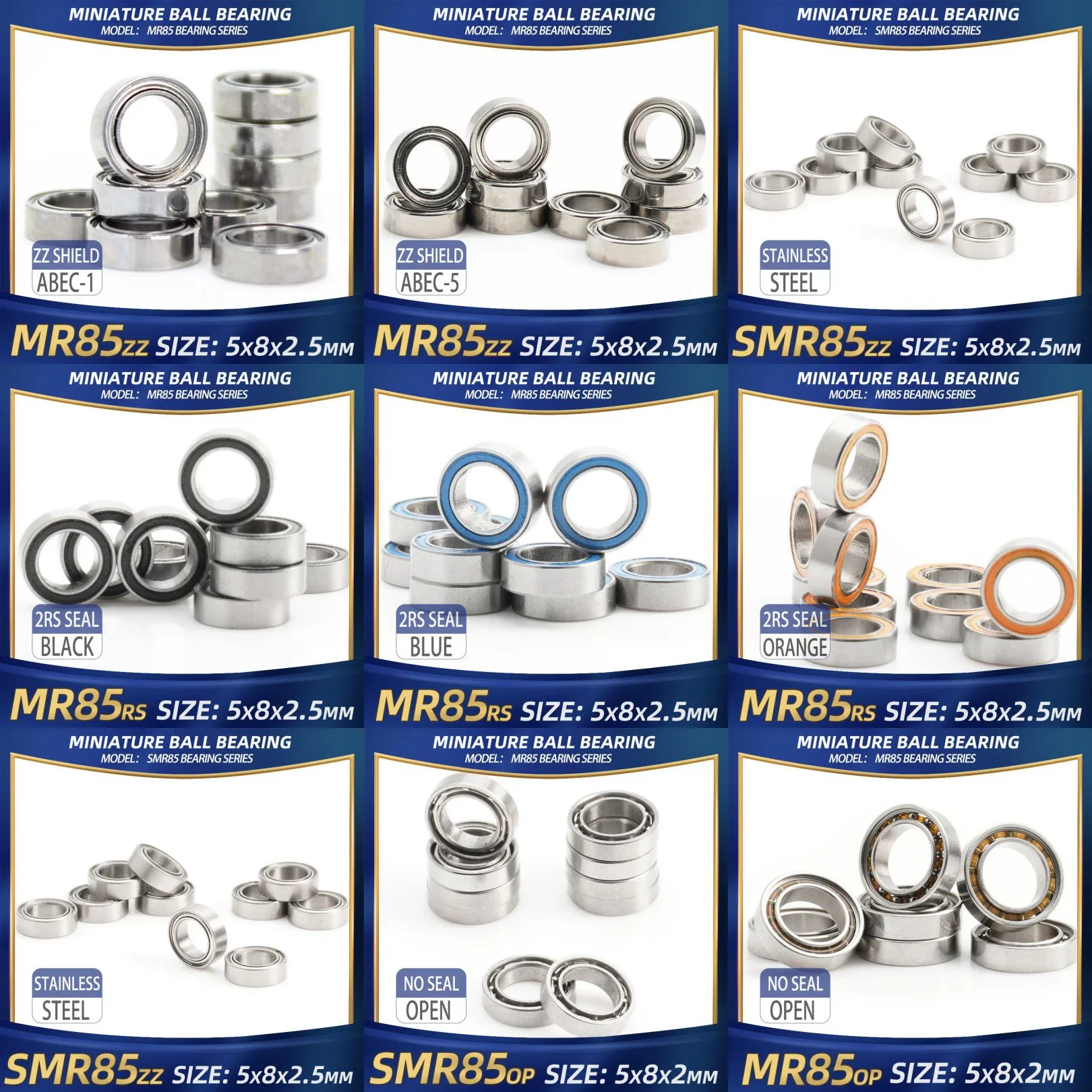 FUSHI MR85 ZZ Bearing 5x8x2.5 mm 10Pcs MR85ZZ RS 2RS MR85Open Handpiece Bearings For Video Card High Speed For Motor