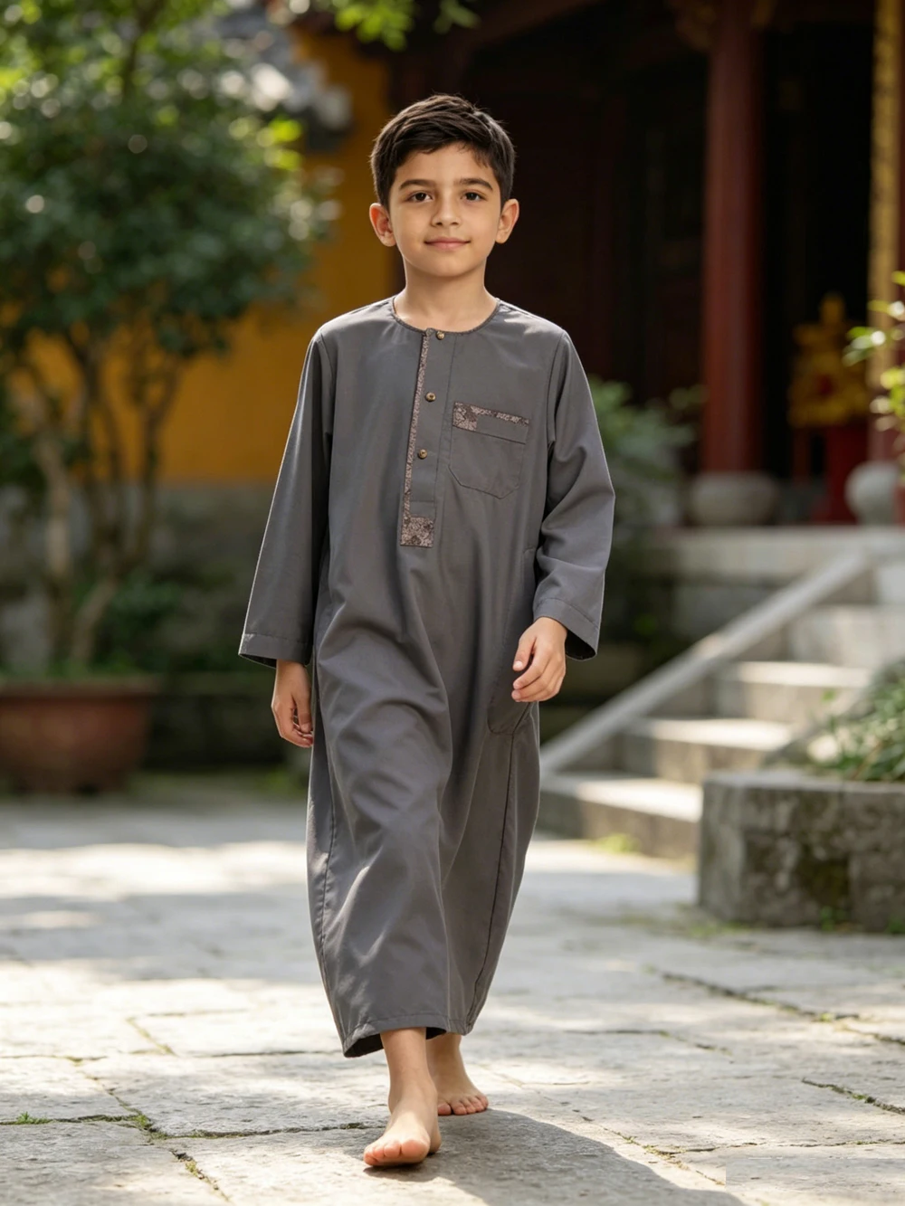 

Middle East 3-14Y Muslim Boys Jubba Thobe Saudi Arab Dishdasha Robe Kaftan Djellaba Teenage Outfit Islamic Prayer Clothing Child