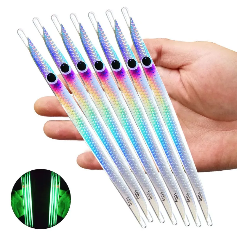 

2pcs Fast JIg Lure Fishing 80g100g Glow Jig Speed Falling Angler Boat Sea Fishing Metal Hard Vertical Bait Sinking Pesca Bait