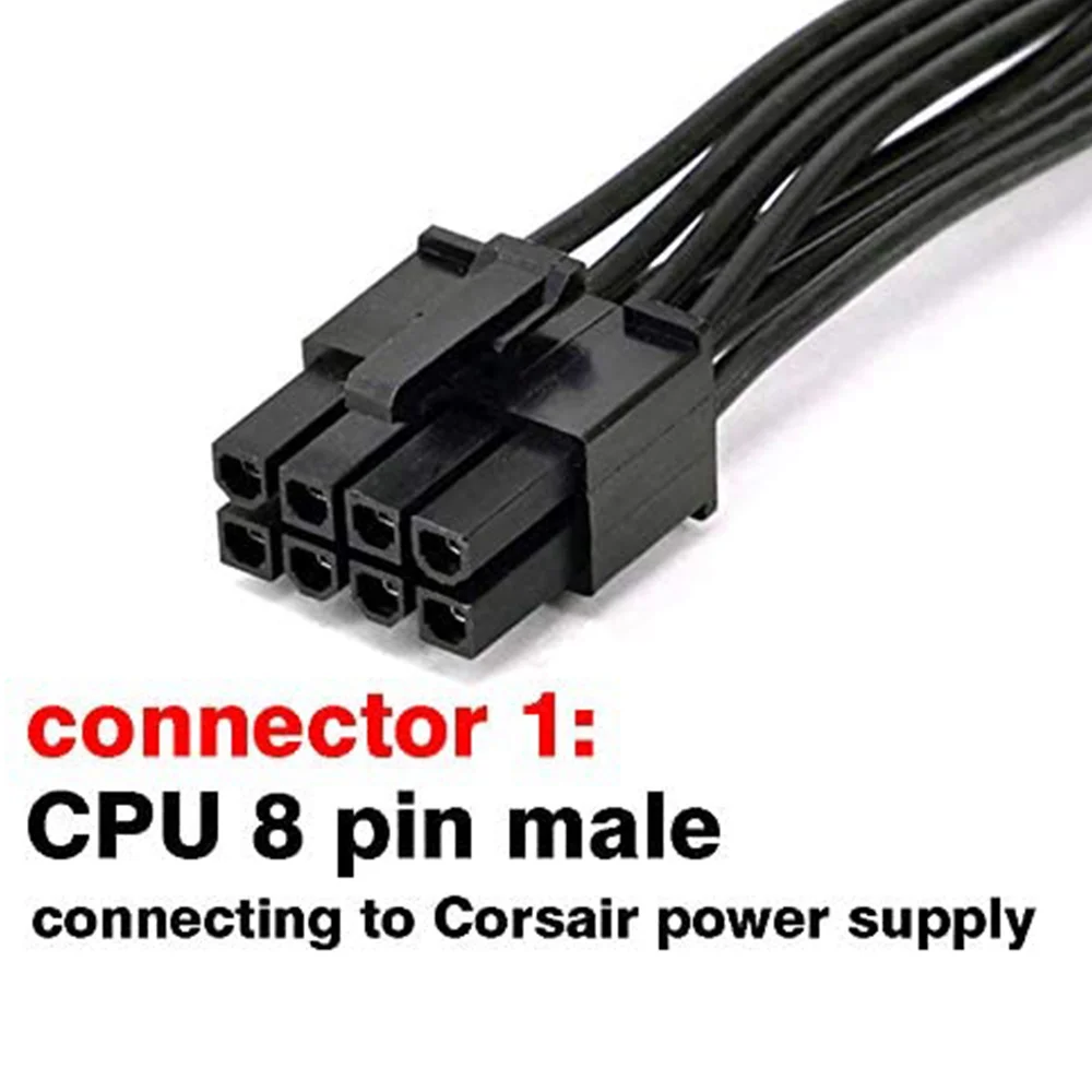 CPU 8 Pin Male to CPU 8 Pin (4+4) Male EPS-12V Motherboard Power Adapter Cable for Modular Power Supply (60cm)